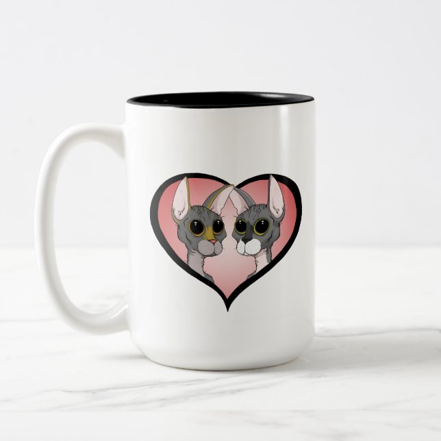 I Liebe Sphynx Katzen-Tassen Zweifarbige Tasse (Links)