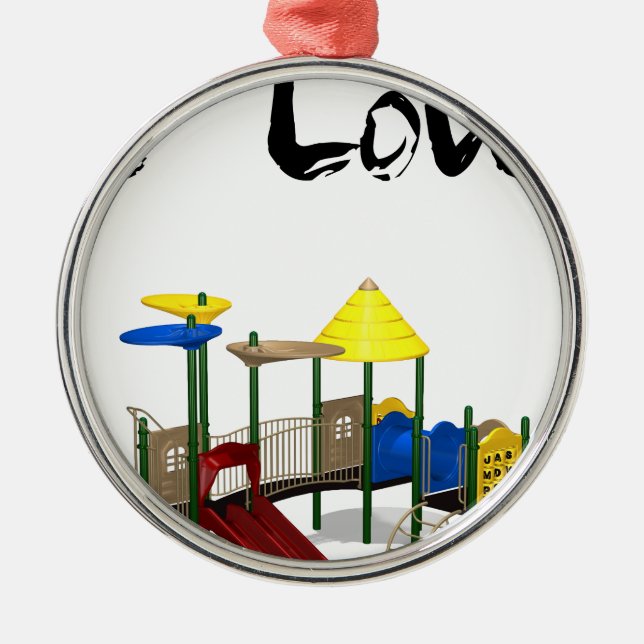 I Liebe Spielplatz Silbernes Ornament (Vorne)