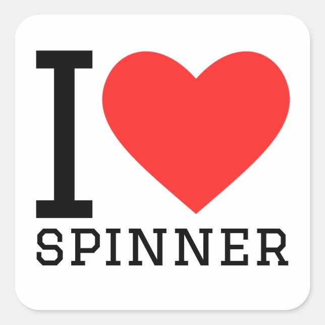 I Liebe Spinner Quadratischer Aufkleber (Vorderseite)