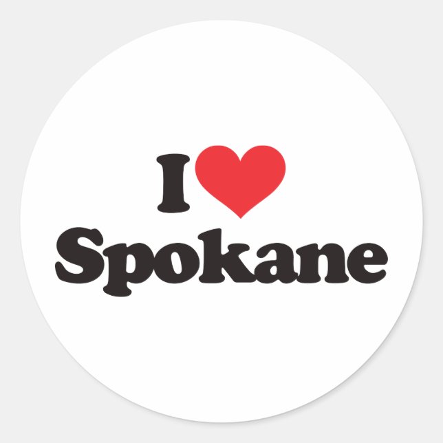 I Liebe Spokane Runder Aufkleber (Vorderseite)