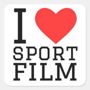 I Liebe Sportfilm Quadratischer Aufkleber