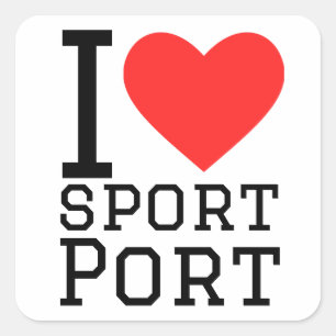 I Liebe Sporthafen Quadratischer Aufkleber