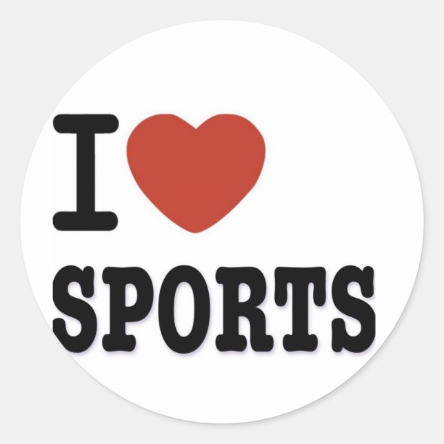 I LIEBE SPORTS RUNDER AUFKLEBER (Vorderseite)