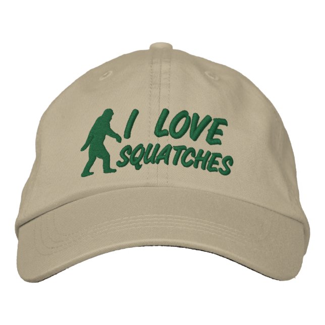 I Liebe Squatches Bestickte Kappe (Vorderseite)