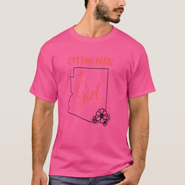 I Liebe Staat Arizona Blume Kontur Citruspark T-Shirt (Vorderseite)