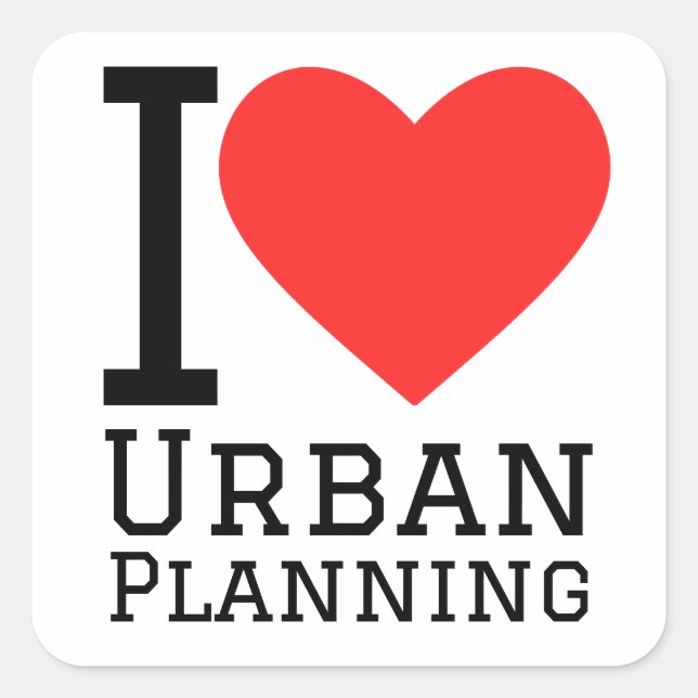 I Liebe Stadtplanung Quadratischer Aufkleber (Vorderseite)