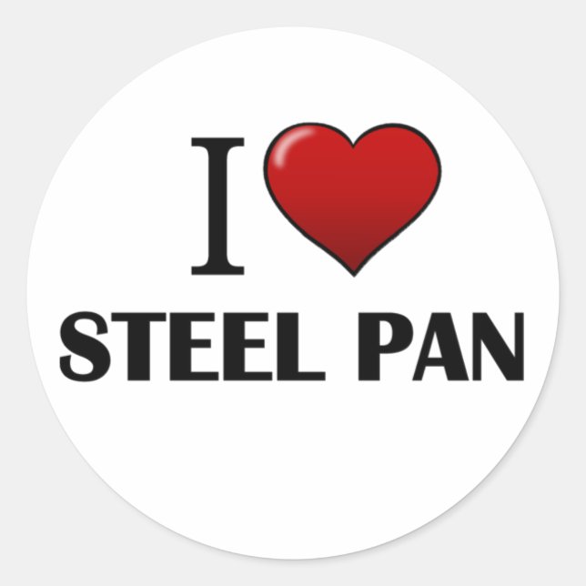 I Liebe Stahl Pan Rundkleber Runder Aufkleber (Vorderseite)