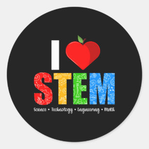 I Liebe Steam Teacher Science Technology Engineeri Runder Aufkleber