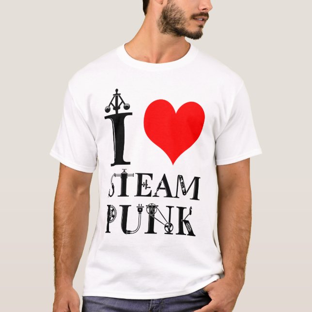 I Liebe Steampunk lustig elegant T-Shirt (Vorderseite)