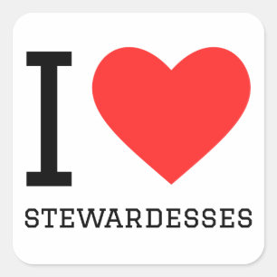 I Liebe Stewardess Quadratischer Aufkleber