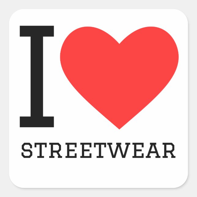 I Liebe Streetwear Quadratischer Aufkleber (Vorderseite)