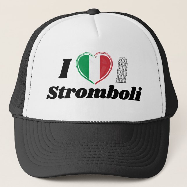 I Liebe Stromboli Italian Heart Flag Trucker Hat Truckerkappe (Vorderseite)