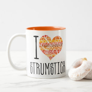 I Liebe Strumstick Orange Mandala Herz Zweifarbige Tasse