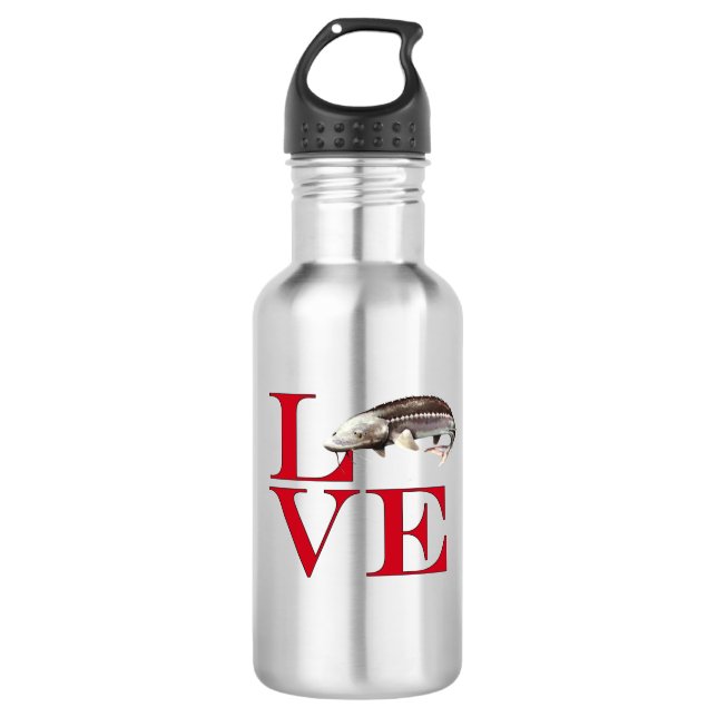 I Liebe Sturgeon Edelstahlflasche (Vorderseite)