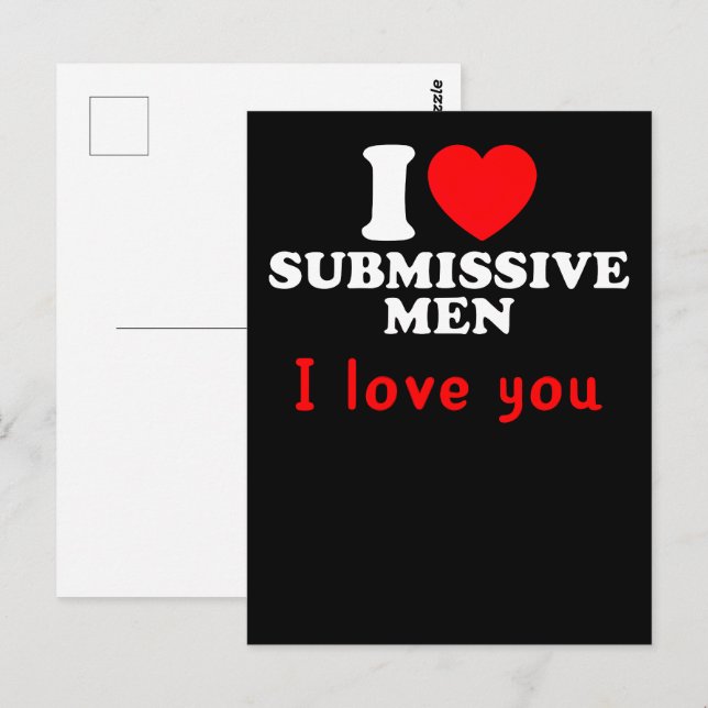 I Liebe Submissive Men-Funny Bold Statement T-Shir Postkarte (Vorne/Hinten)