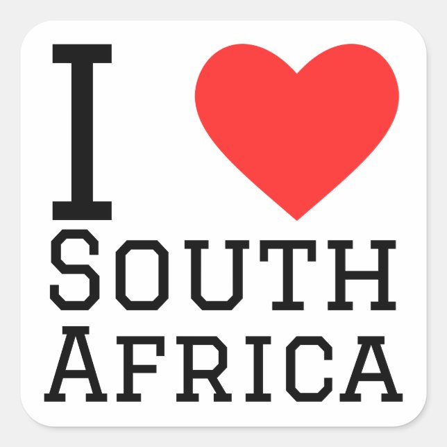 I Liebe Südafrika Quadratischer Aufkleber (Vorderseite)