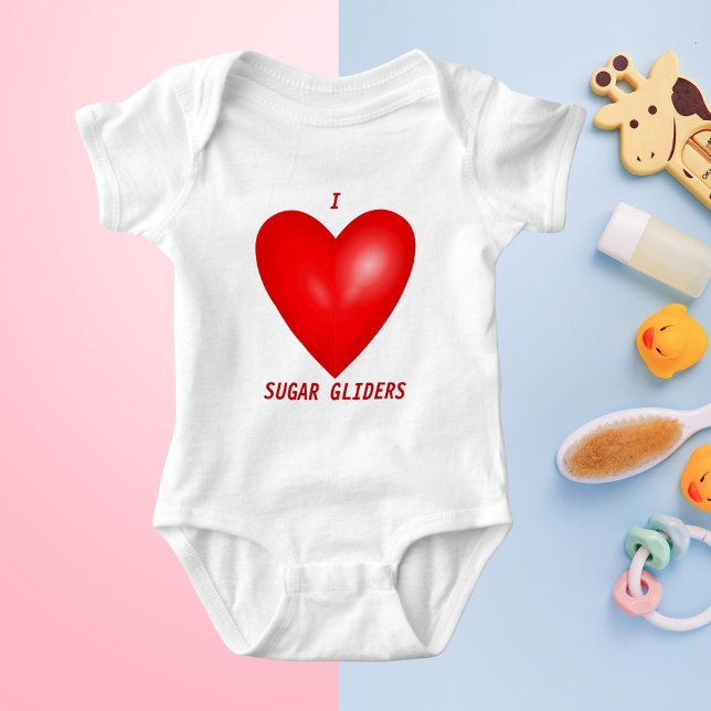 I Liebe Sugar Gliders Baby Strampler (I Love Sugar Gliders Baby Bodysuit)