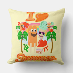 I Liebe Summer Epic Cartoon Kawaii Style Collage Kissen