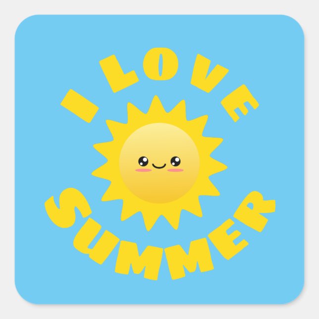 I Liebe Summer Quadratischer Aufkleber (Vorderseite)