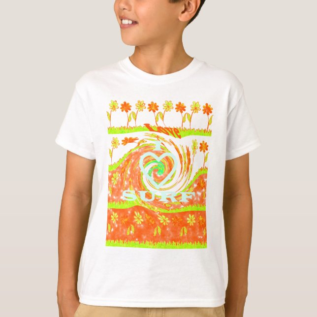I Liebe Surf: Schönes Blumengestein mit Cooler Tex T-Shirt (Vorderseite)