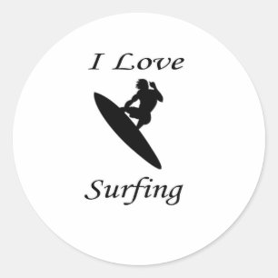 I Liebe Surfen Runder Aufkleber