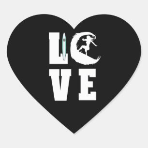 I Liebe Surffans Herz-Aufkleber
