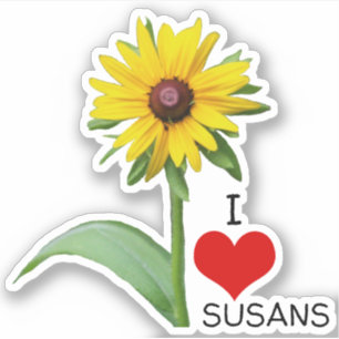I Liebe Susans Rudbeckia Blume und Herz Aufkleber