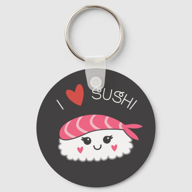 I Liebe Sushi Japanisch Meeresfrüchte Schlüsselanhänger (Vorderseite)