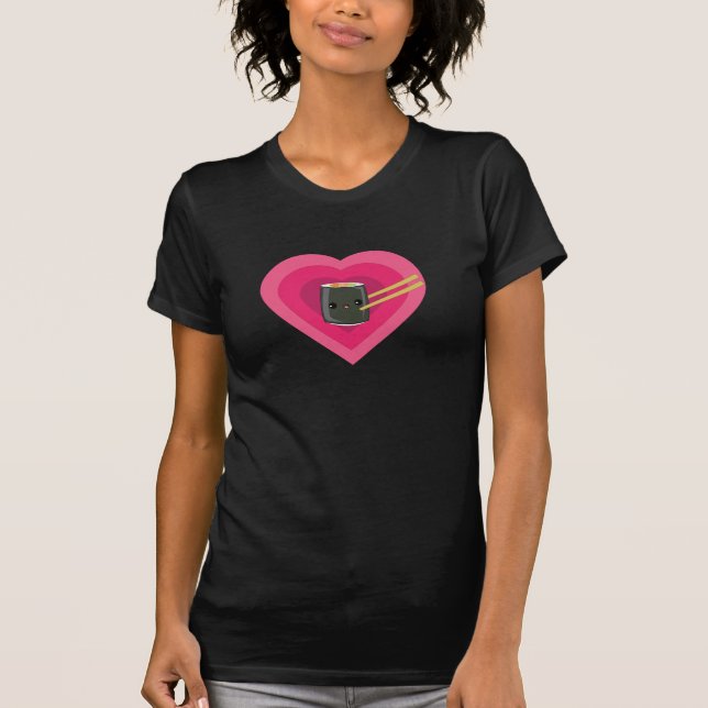 I Liebe-Sushi Kawaii Sushi-Rolle T-Shirt (Vorderseite)
