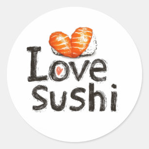 I Liebe Sushi Runder Aufkleber