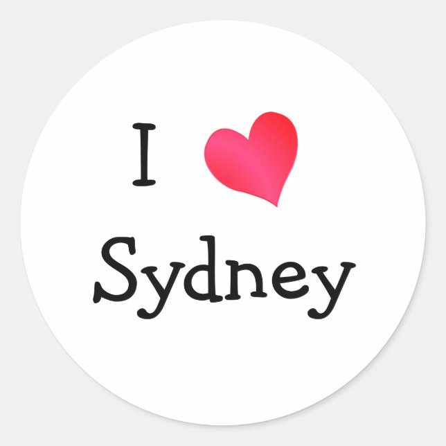 I Liebe Sydney Runder Aufkleber (Vorderseite)