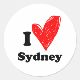 I Liebe Sydney Runder Aufkleber