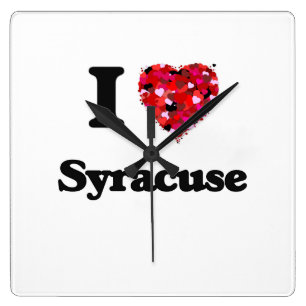 I Liebe Syrakus New York Quadratische Wanduhr