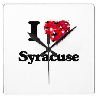 I Liebe Syrakus New York Quadratische Wanduhr