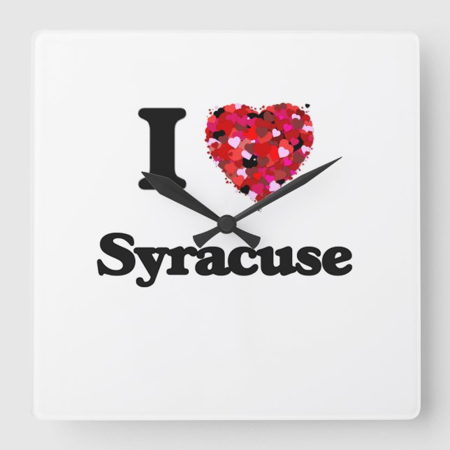 I Liebe Syrakus New York Quadratische Wanduhr (Vorderseite)