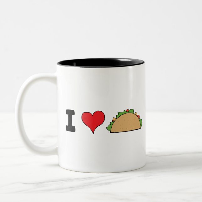 I Liebe Taco Clip Art Mexican Doodles Cartoon Taco Zweifarbige Tasse (Links)