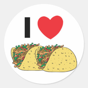 I Liebe Tacos Runder Aufkleber