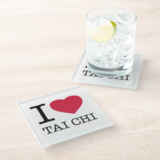 I LIEBE TAI CHI GLASUNTERSETZER (Schrägansicht)