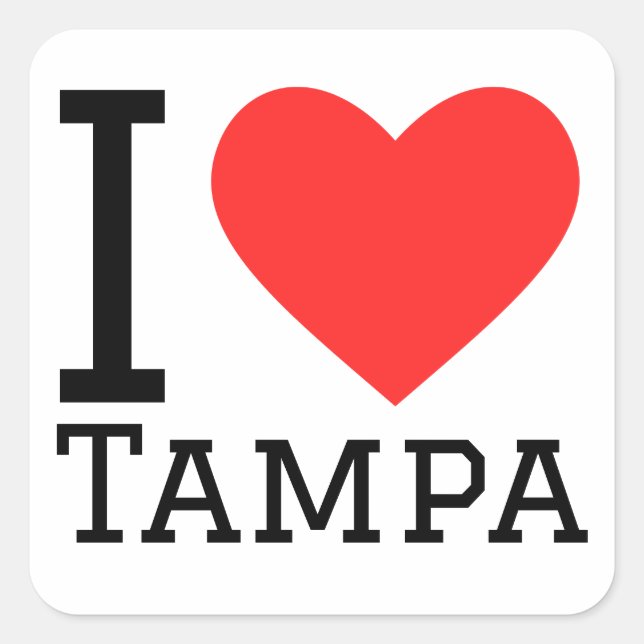 I Liebe Tampa Quadratischer Aufkleber (Vorderseite)