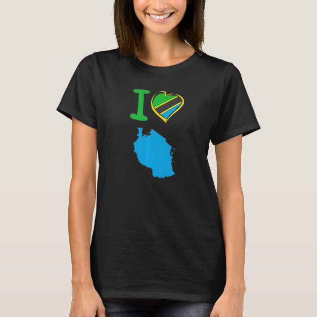I Liebe Tansanias Tansaniaflagge in Form einer h T-Shirt (Vorderseite)