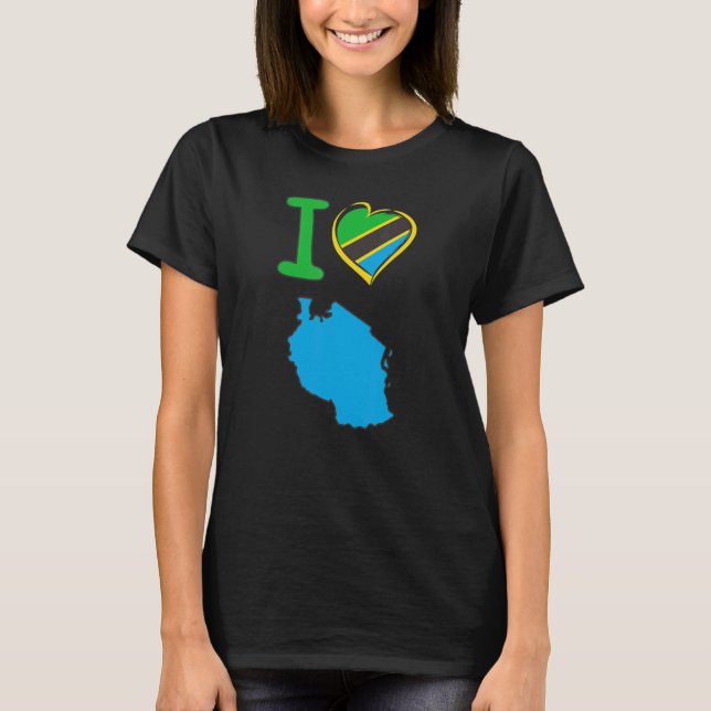 I Liebe Tansanias Tansaniaflagge in Form einer h T-Shirt (Vorderseite)