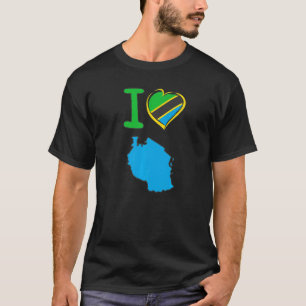 I Liebe Tansanias Tansaniaflagge in Form einer h T-Shirt