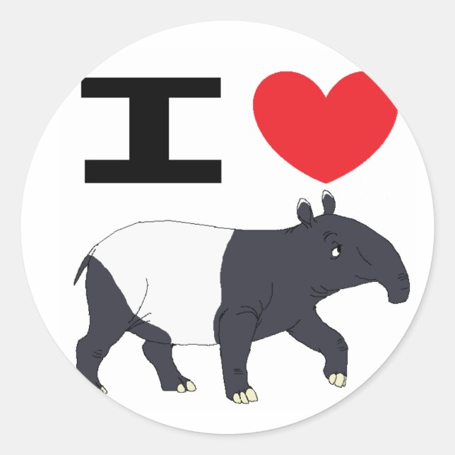I Liebe Tapir-Aufkleber Runder Aufkleber (Vorderseite)