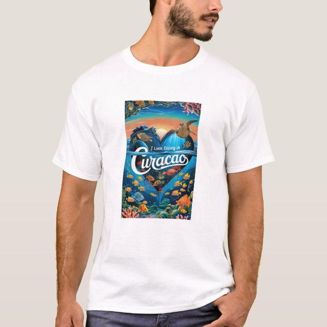 I Liebe Tauchen in Curacao T-Shirt (Vorderseite)