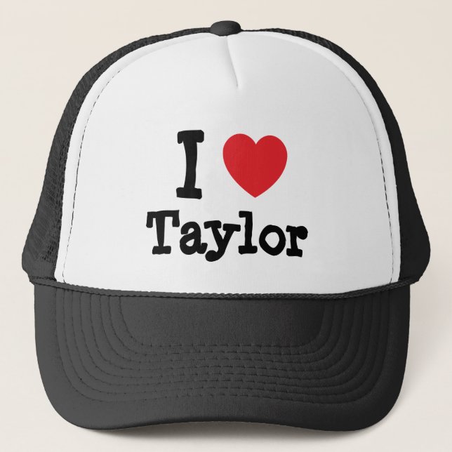 I Liebe Taylor Herz Brauch personalisiert Truckerkappe (Vorderseite)