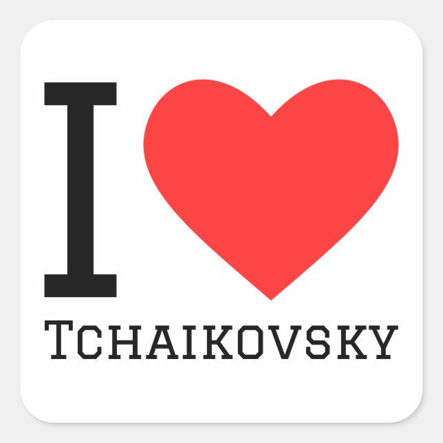 I Liebe tchaikovsky Quadratischer Aufkleber (Vorderseite)