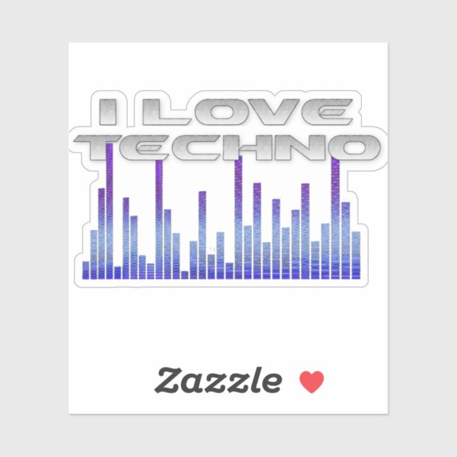 I Liebe Techno Aufkleber (Blatt)