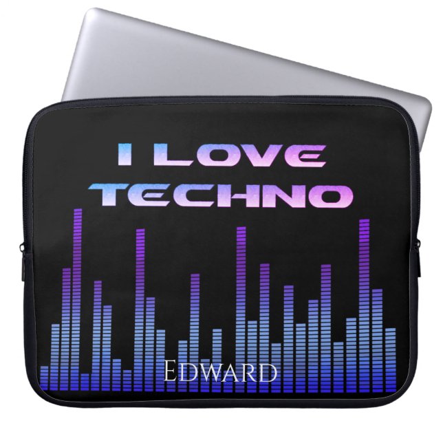 I Liebe Techno Laptopschutzhülle (Vorderseite)