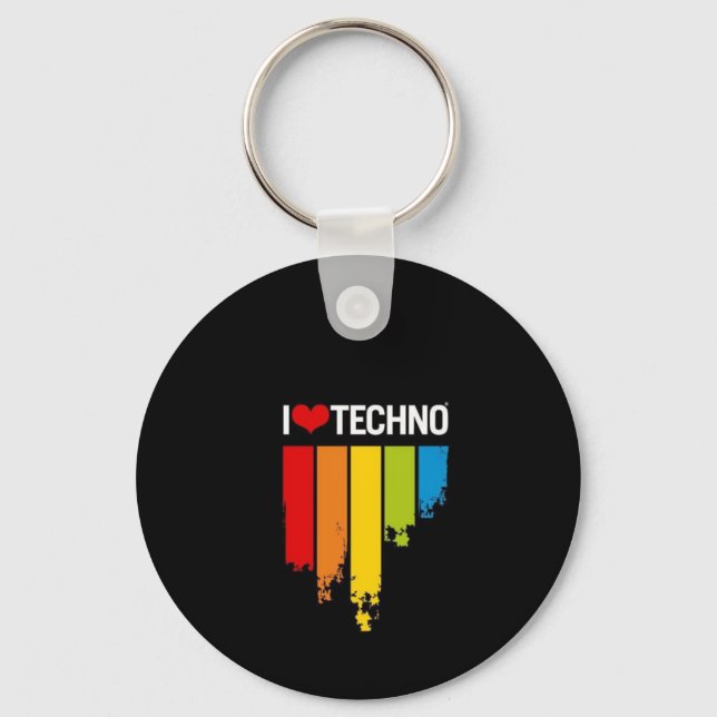 I Liebe Techno Schlüsselanhänger (Vorderseite)