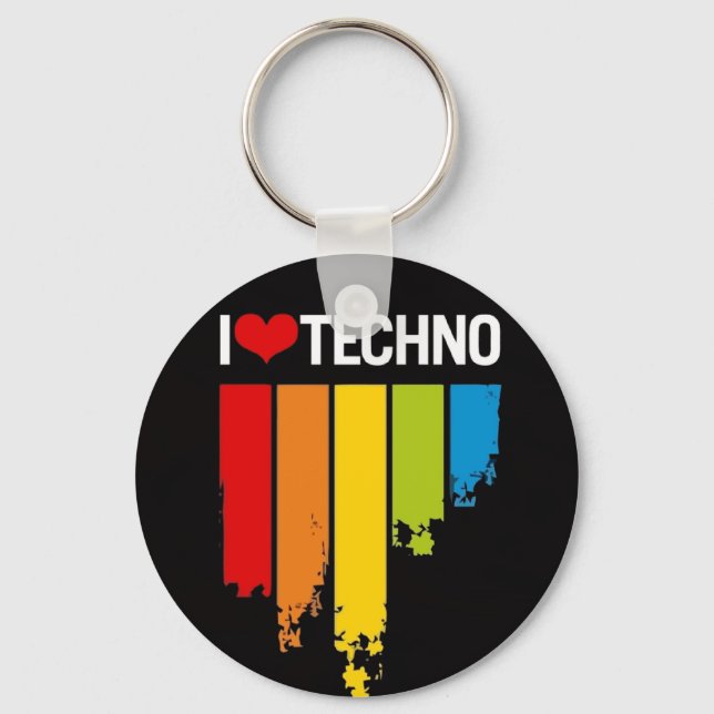 I Liebe Techno Schlüsselanhänger (Vorderseite)